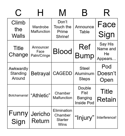 Elimination Chamber Bingo! Bingo Card