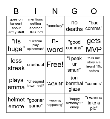 marvel rivals bingo Card