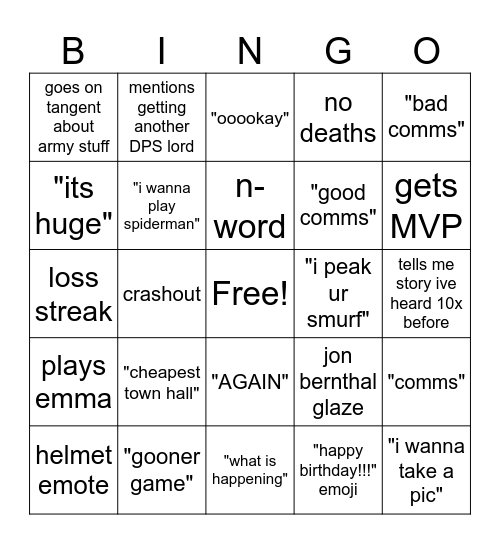 marvel rivals bingo Card