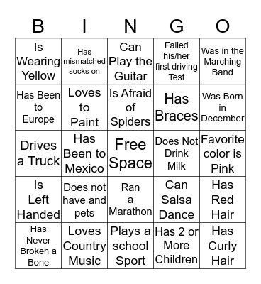 Icebreaker Bingo Card