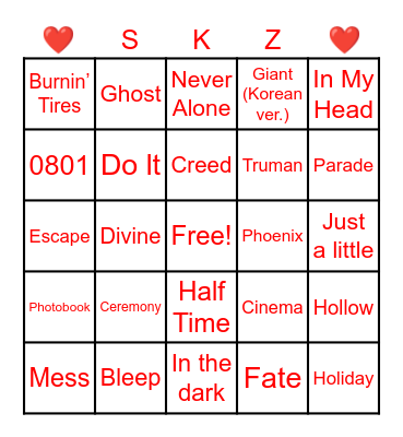 2025 stray kids songs Bingo Card