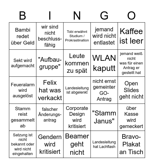 Landesversammlung 2026 Bingo Card