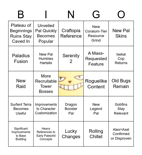 Palworld 1.0 Bingo Card