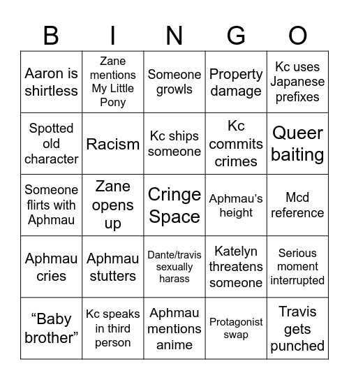 Mystreet bingo Card