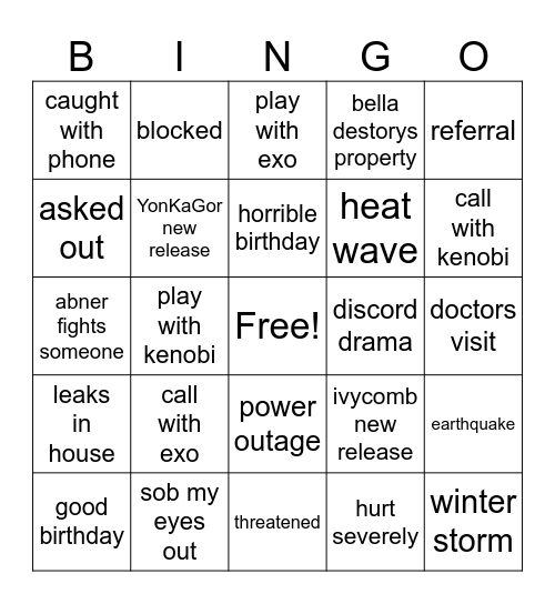 March 2026 Bingo Card