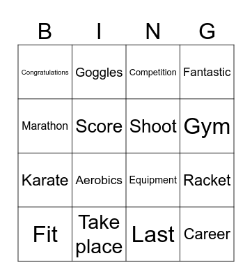Unit 8: sports and games Bingo Card