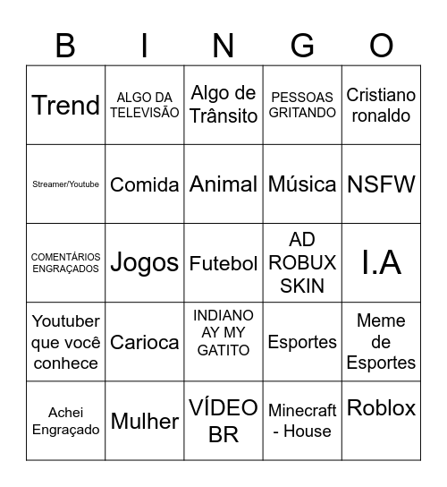 Short Bingo Card