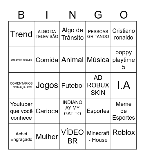 Short Bingo Card