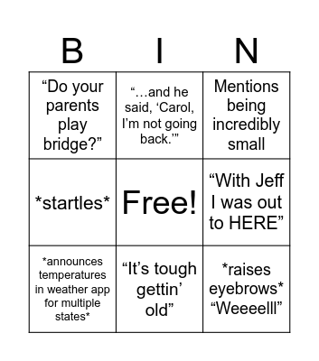 Onnie Bingo Card