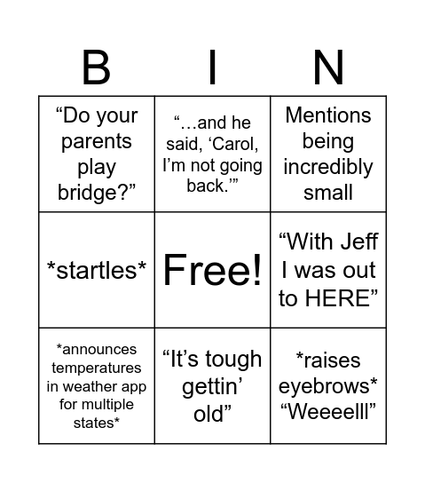 Onnie Bingo Card