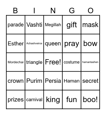 PURIM Bingo Card