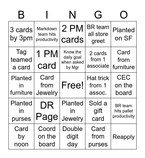TJXR Bingo Card