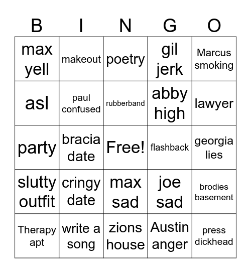 G&G Bingo Card