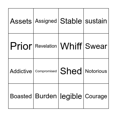 VOCABULARY BINGO Card