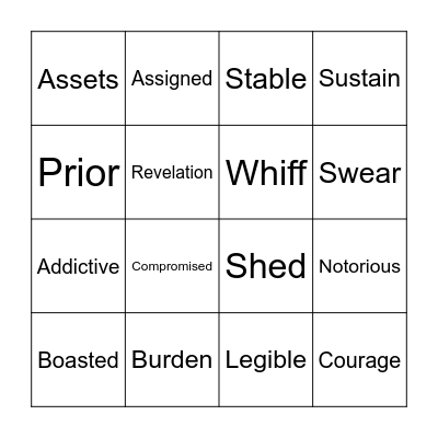 VOCABULARY BINGO Card