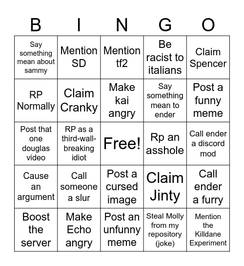 Henry back in the squad Bingo Card