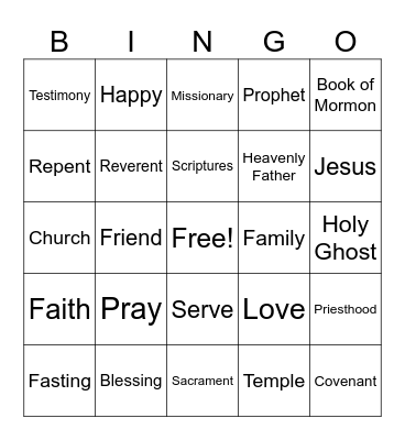 Stake Conference Bingo Card