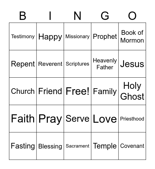Stake Conference Bingo Card