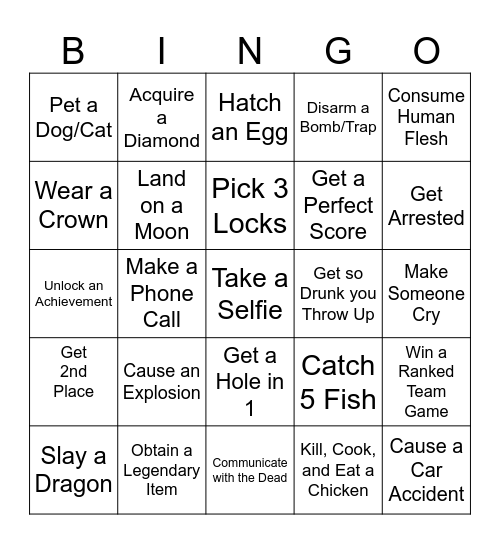 SideQuest Bingo Card