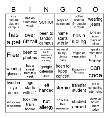 CYC SOCIAL Bingo Card