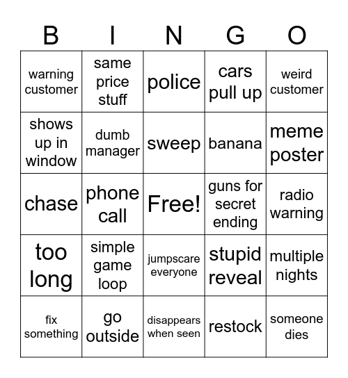 Untitled Bingo Card