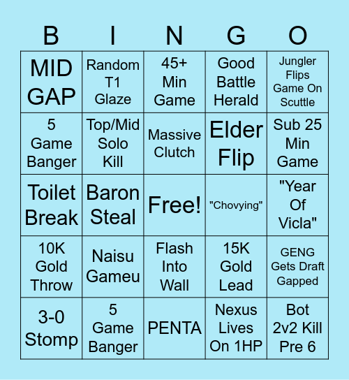 LCK FINALS! Bingo Card