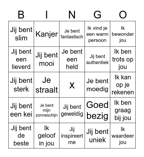 Complimenten Bingo Card