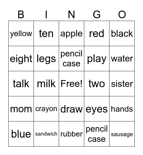 Revision Bingo Card