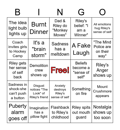 INSIDE OUT 2 BINGO Card