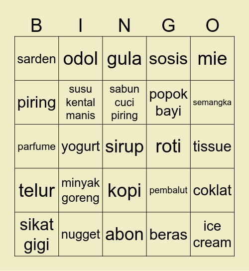 yena :B Bingo Card