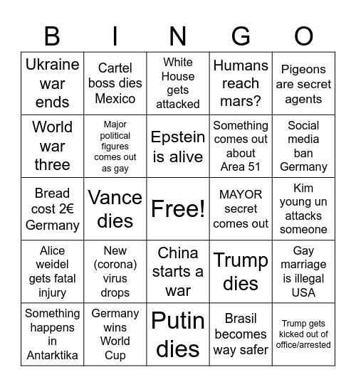 2026 Bingo Card