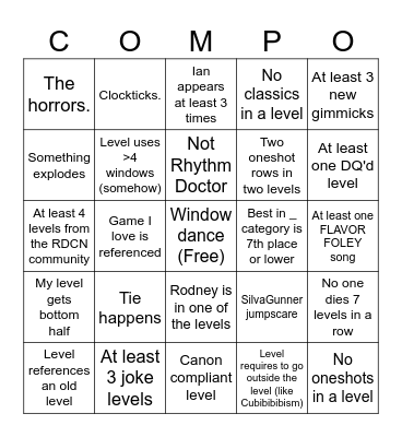 Last minute bingo card for compo 22 Bingo Card