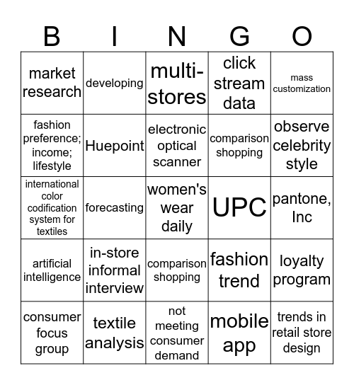 Units 3.01 & 3.02 Bingo Card