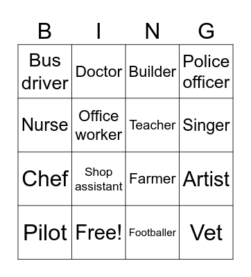 Jobs Bingo Card
