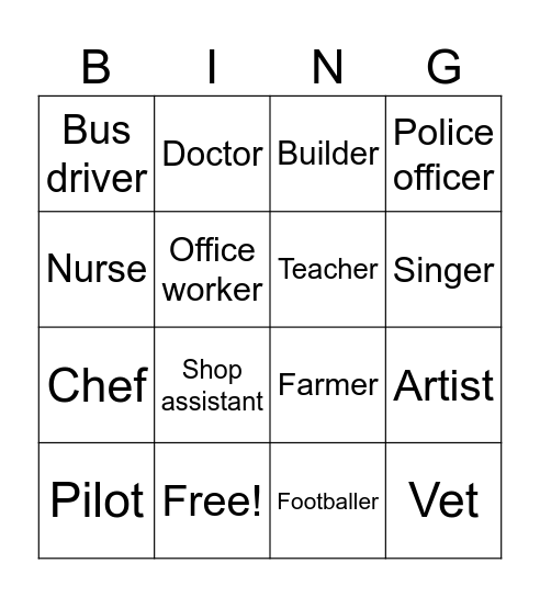 Jobs Bingo Card
