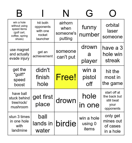 super battle golf Bingo Card