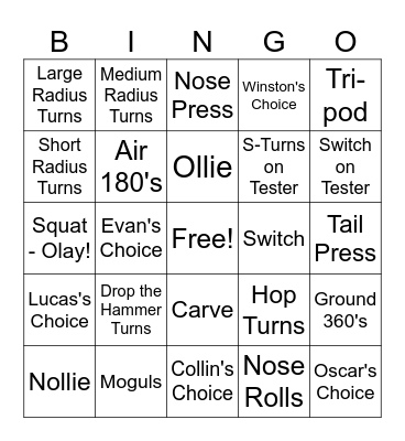 Wild Things Bingo Card