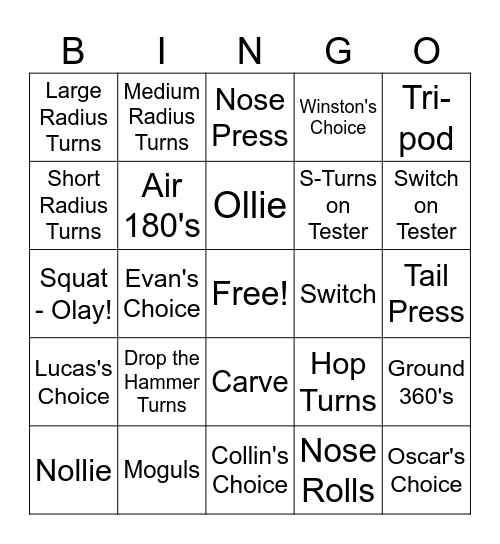 Wild Things Bingo Card