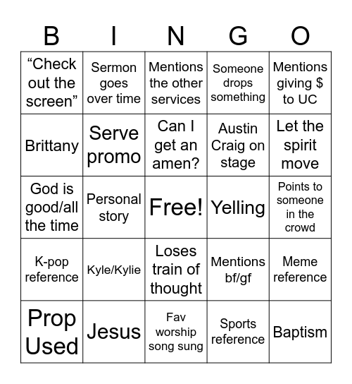 UC BINGO Card