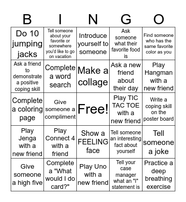 BINGO with New Friends! Bingo Card