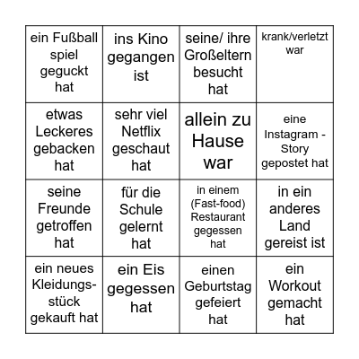 Finde jemand, der .... Bingo Card