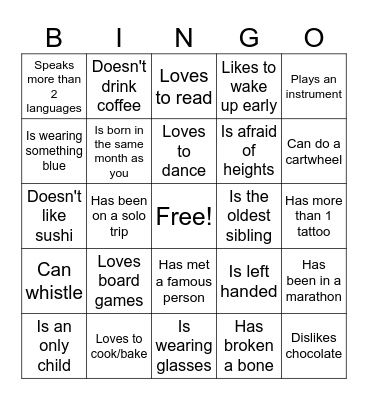 Find someone who... Bingo Card