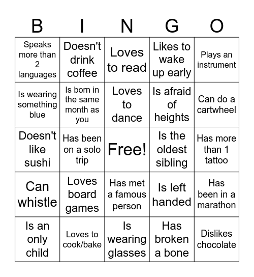 Find someone who... Bingo Card