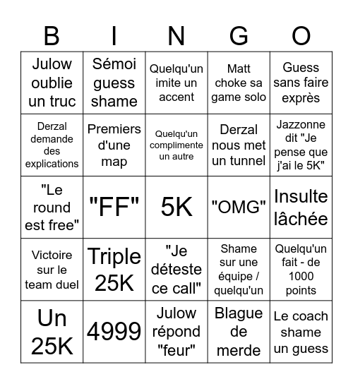 Les BDG - Première journée Bingo Card