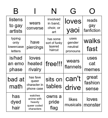 queer bingo 🫶 Bingo Card
