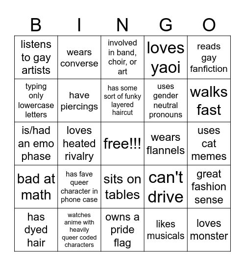 queer bingo 🫶 Bingo Card
