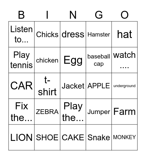 TEENS 3 Bingo Card