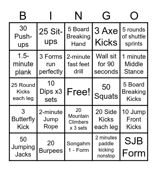 March Madness Fitness BINGO - LEGACY Bingo Card