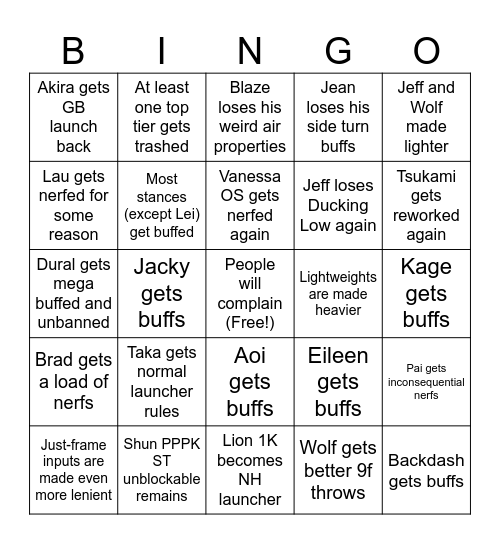REVO PATCH BINGO Card
