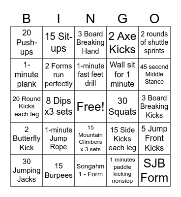 March Madness Fitness BINGO - LEADERSHIP Bingo Card